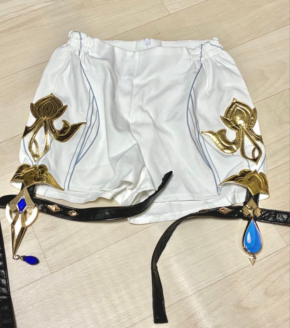 五次元 原神 フリーナ 白 コスプレ 衣装 ウィッグ 靴