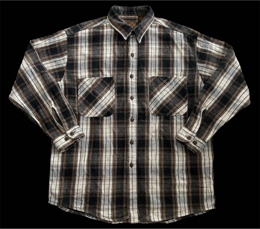 90s ST JOHN'S BAY ネルシャツ チェック 黒×茶 ジョンズベイ