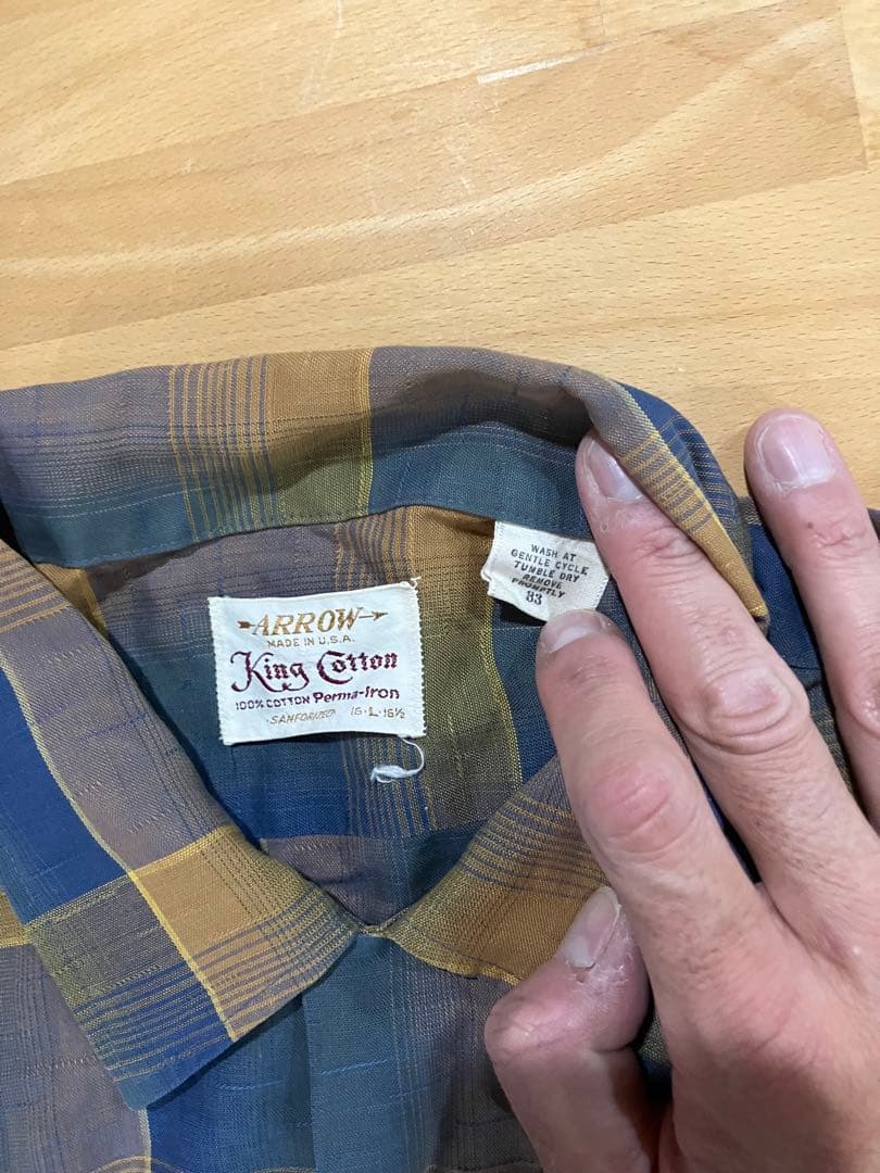 ARROW オープンカラー シャツ コットン 古着 ビンテージ L