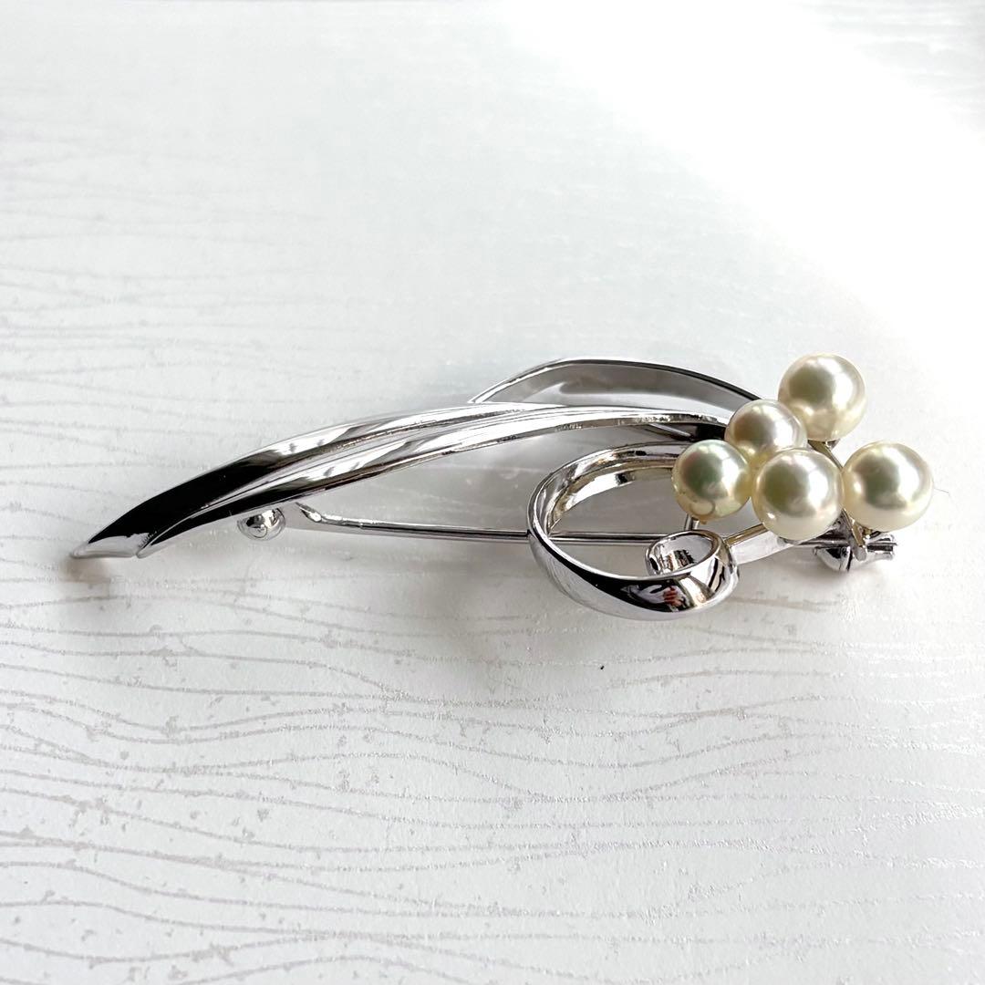 新品 MIKIMOTO ミキモト パールブローチ リーフ アイボリー あこや真珠