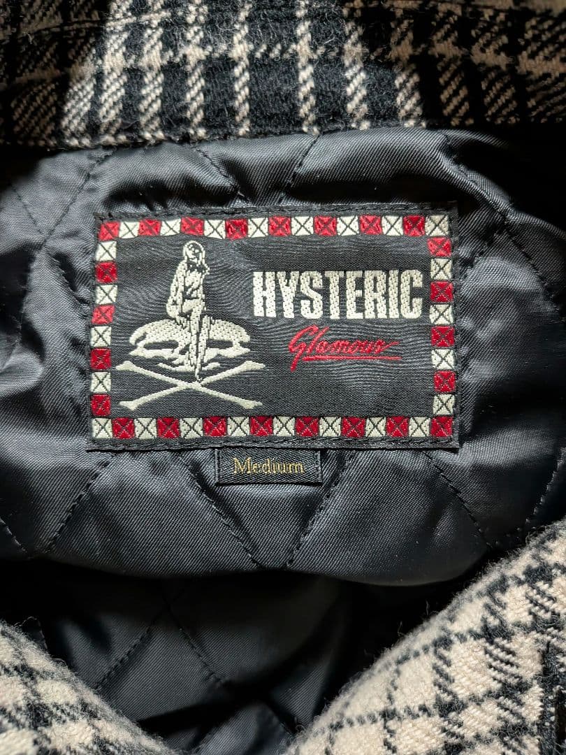 ヒステリックグラマー　チェック　ジャケット　黒　白　ハンティング　メンズM