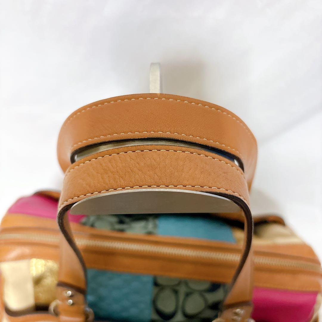 【入手困難】COACH パッチワーク ボストン バッグ レザー シグネチャー