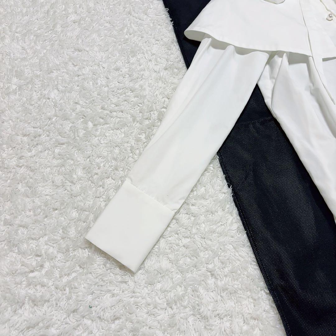 セブンテン ケープ付きパールボタンシャツ ブラウス ホワイト S