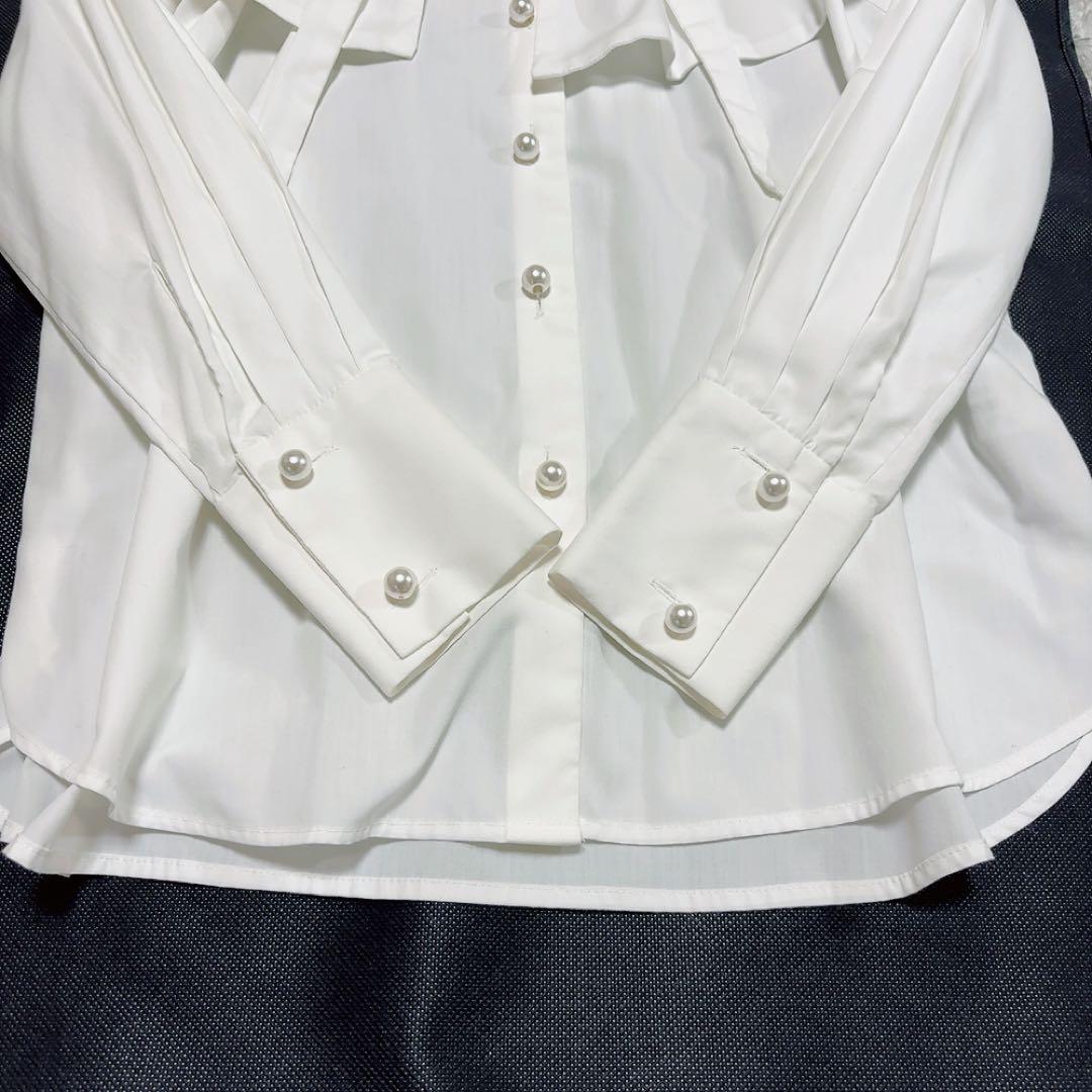 セブンテン ケープ付きパールボタンシャツ ブラウス ホワイト S