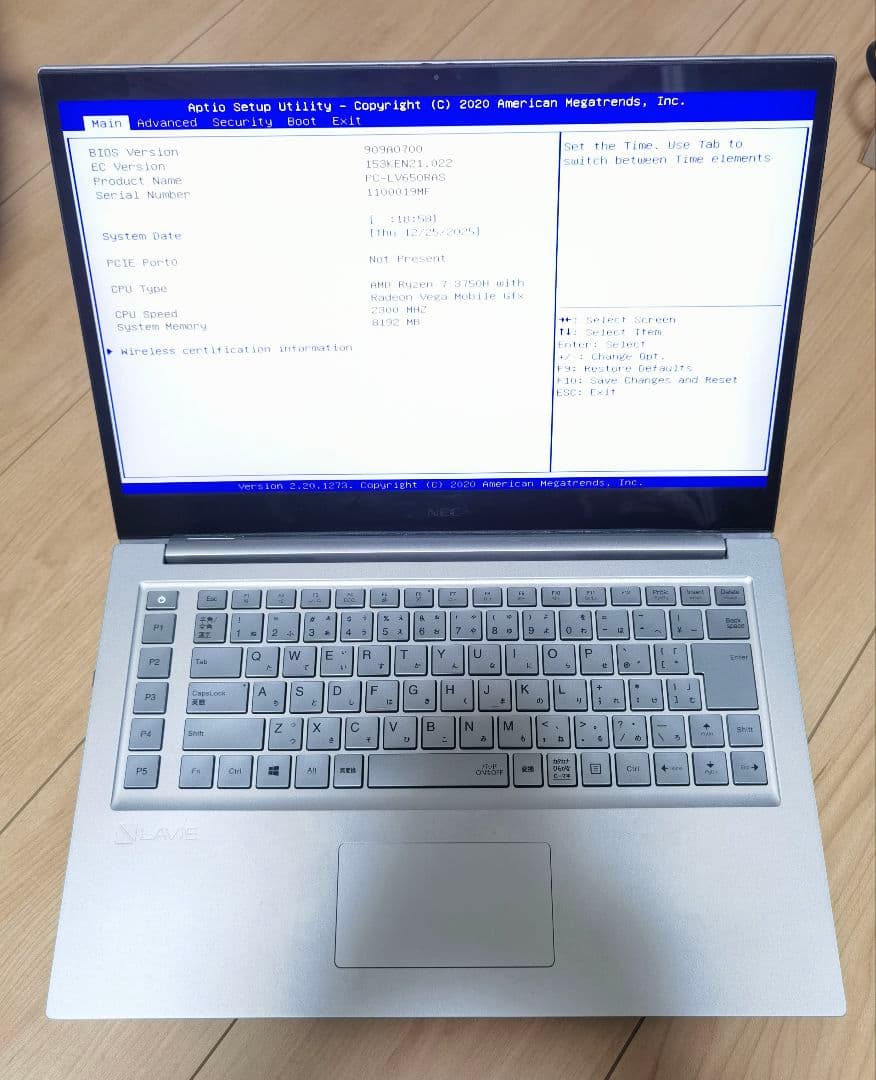 その他ノートPC本体 NEC PC-LV650RAS Ryzen7 3750H DDR4 8GB