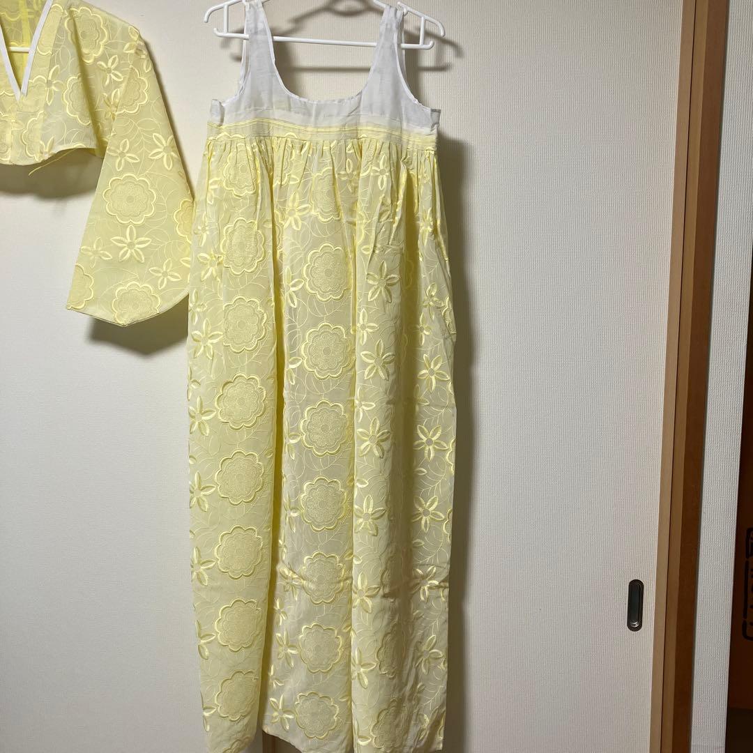 チマチョゴリ　オッコルムなし　淡いイエロー　レース花柄　黄色　韓服