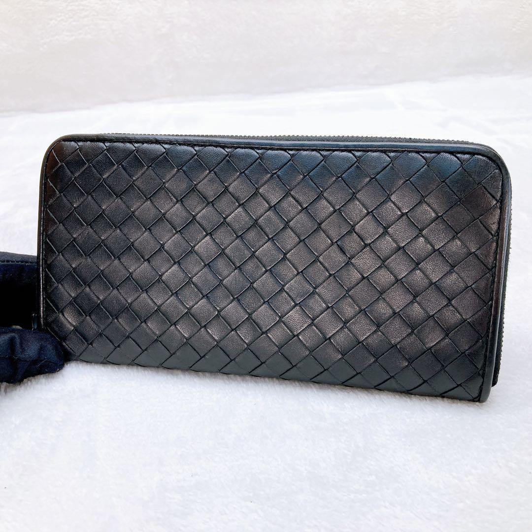 ✨美品✨ボッテガヴェネタ 長財布 ラウンドファスナー ブラック イントレチャート