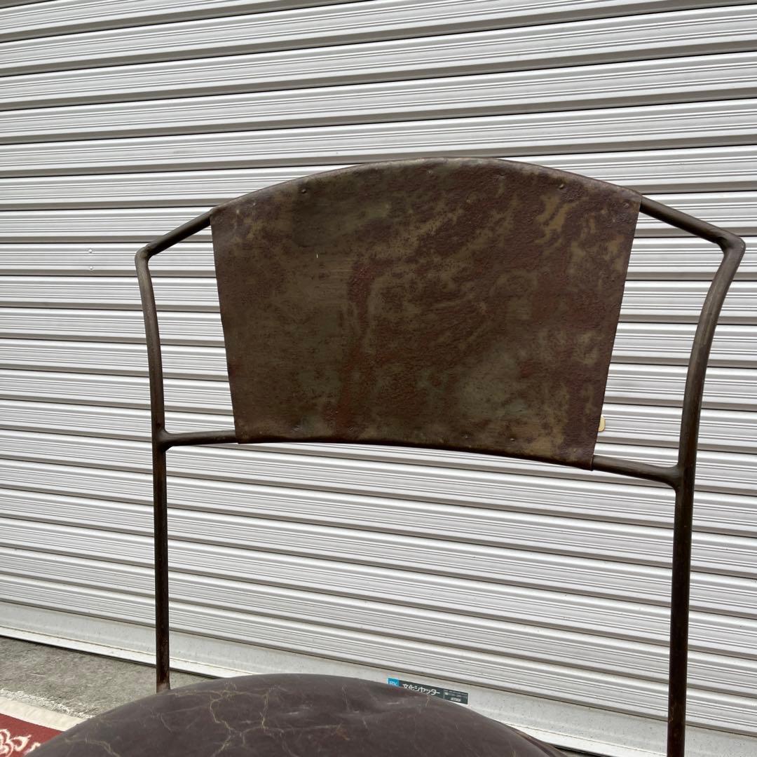 ヨーロッパ アンティーク◾️鉄アイアンフレーム× 本革レザー座面 チェア/ 椅子