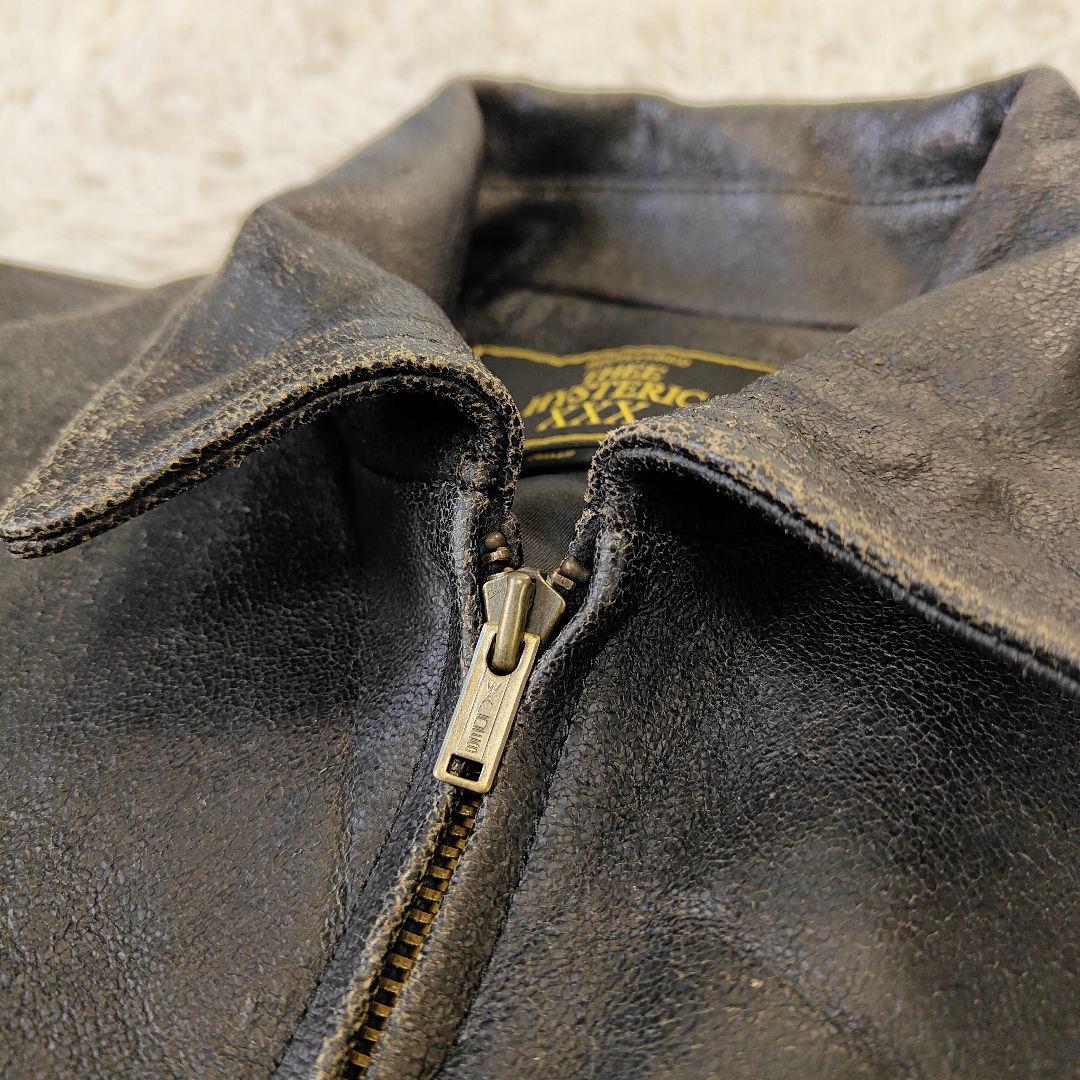 良品 THEE HYSTERIC XXX 羊革 スタジャン メンズS〜M 黒