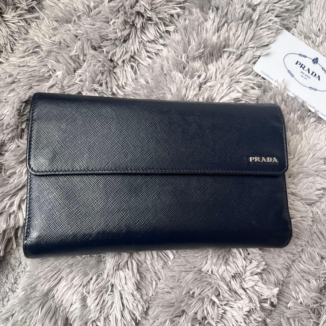 良品✨PRADA 大容量　オーガナイザー　長財布　サフィアーノ　シルバーロゴ
