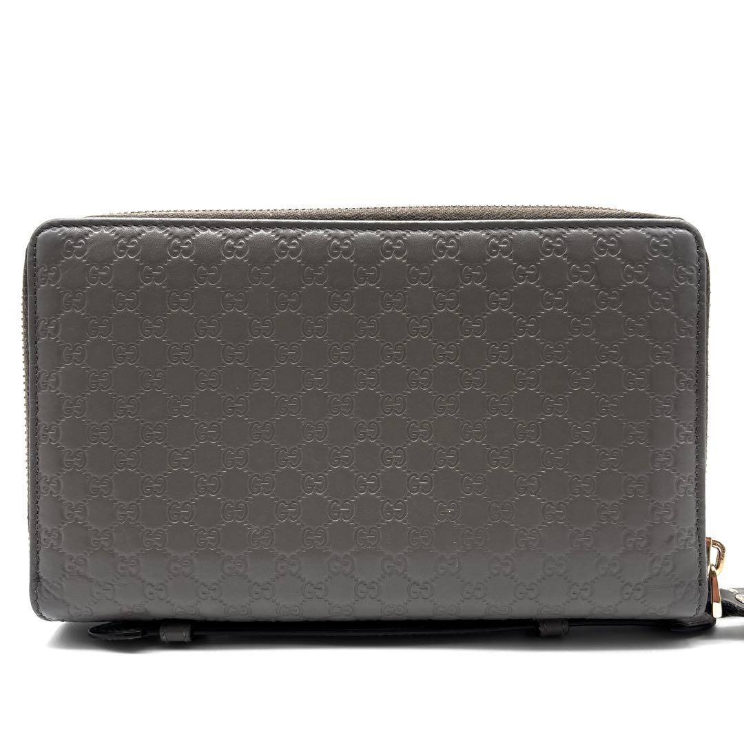 【美品】グッチ マイクロシマ トラベルケース オーガナイザー 長財布 グレー