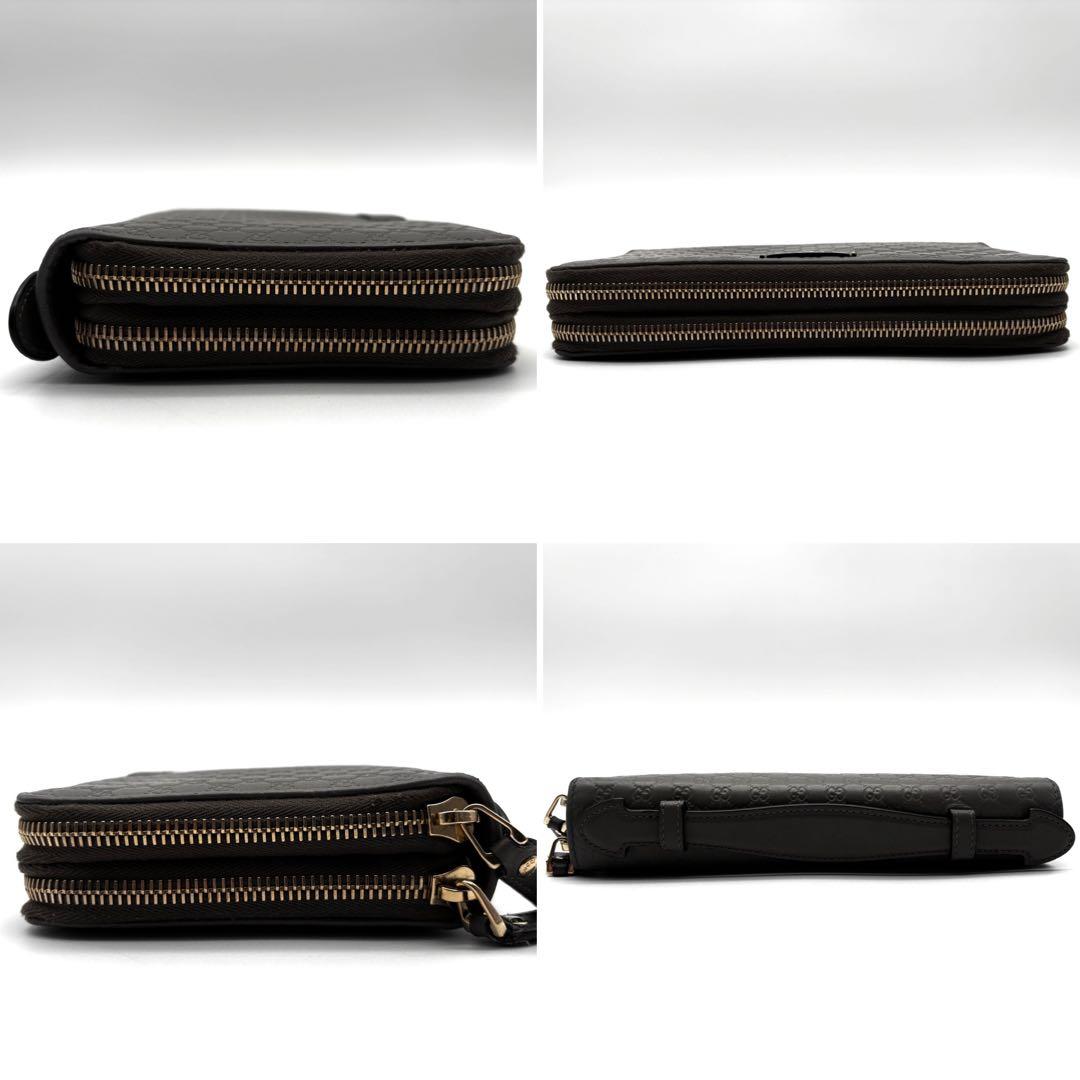 【美品】グッチ マイクロシマ トラベルケース オーガナイザー 長財布 グレー