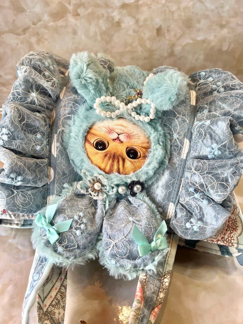 コヤンイサムチョン　レトロハート生地/ラメレース　ふんわりフリルバッグ