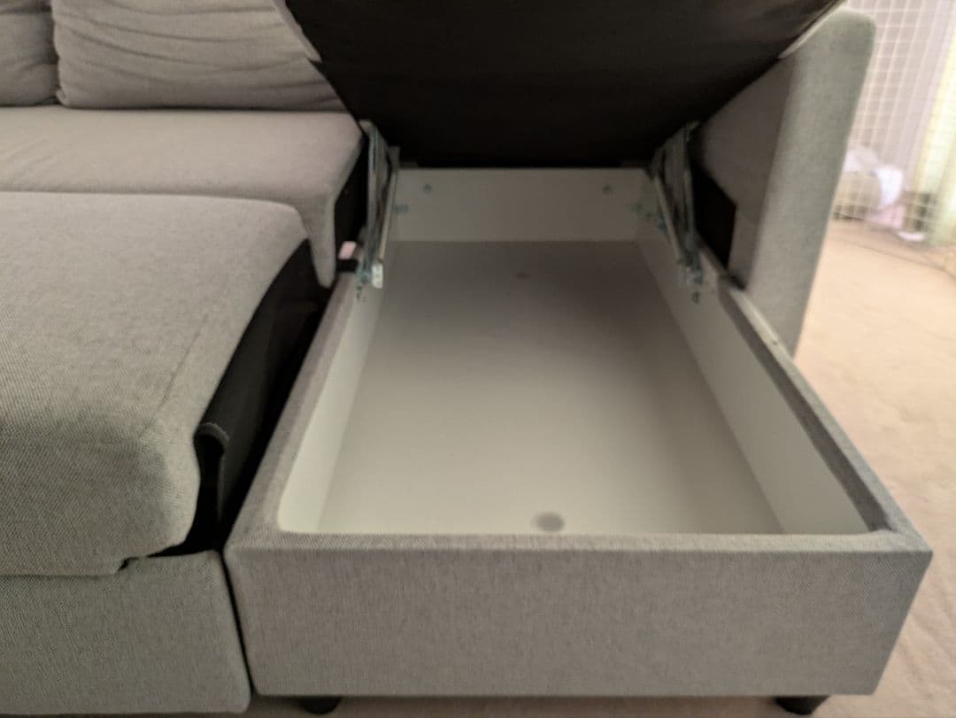 布張りカウチソファベッド(ノアーク2 GY)