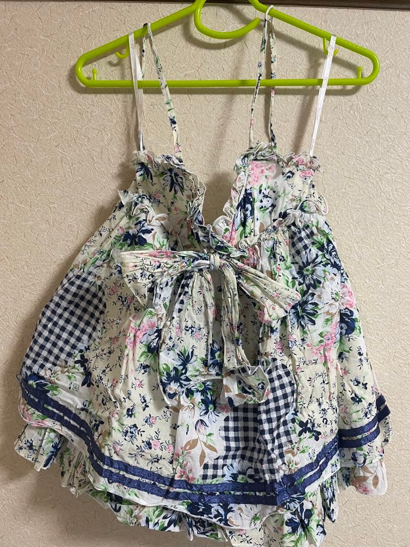 LIZLISA パッチワーク柄　ホルターネック　キャミ　チュニック　リボン