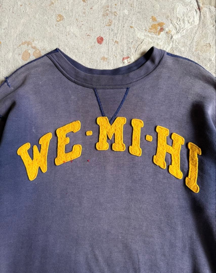 ひ*な様 50s〜60s 前Vスウェット 茄子コン ナス紺 サンフェード フェル