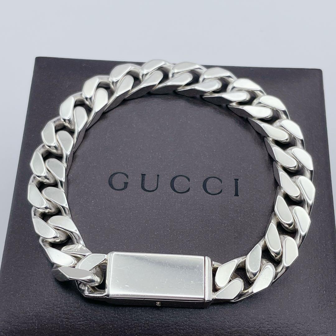 GUCCI ブレスレット　喜平　プレート　シルバー925 グッチ　18号