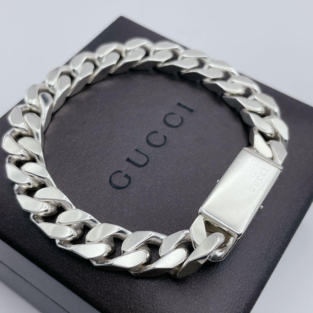 GUCCI ブレスレット　喜平　プレート　シルバー925 グッチ　18号
