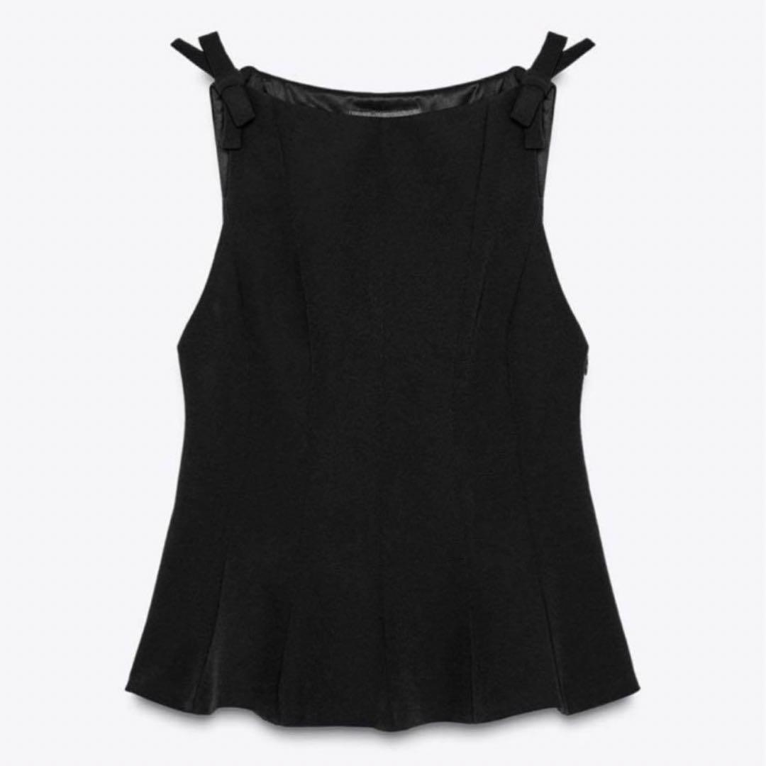 【完売品】ZARA ザラ ペプラムリボントップス⭐︎ブラックM
