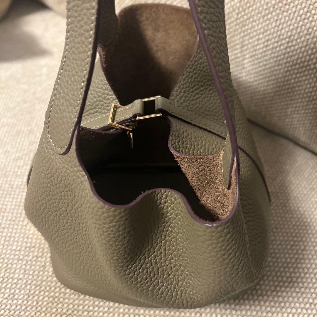 キューブバッグ　エトープ×ゴールド金具PM 本革 キューブバッグ　ノーブランド