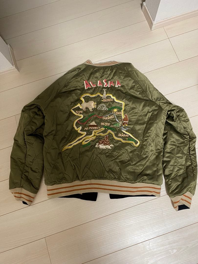 刺繍入り ブラック スカジャン ALASKA