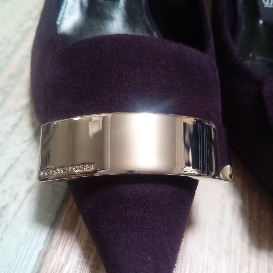 美品　セルジオロッシ　24.5　sr1　パンプス　パープル　スエード　イタリア製