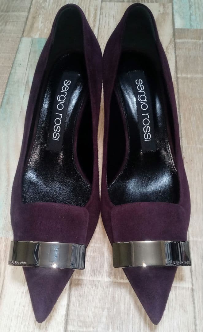 美品　セルジオロッシ　24.5　sr1　パンプス　パープル　スエード　イタリア製