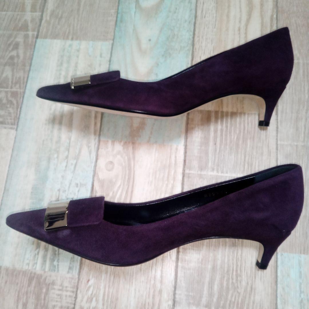 美品　セルジオロッシ　24.5　sr1　パンプス　パープル　スエード　イタリア製