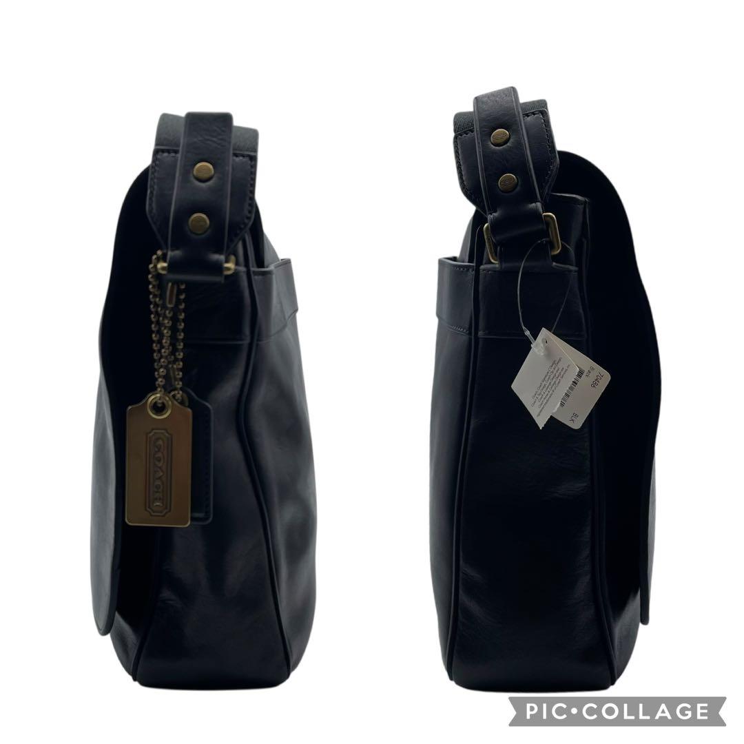 極美品 コーチ 大容量 メッセンジャーバッグ ブリーカー クーリエ レザー 黒