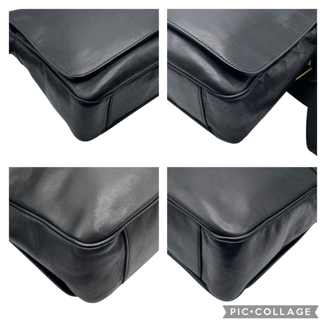 極美品 コーチ 大容量 メッセンジャーバッグ ブリーカー クーリエ レザー 黒