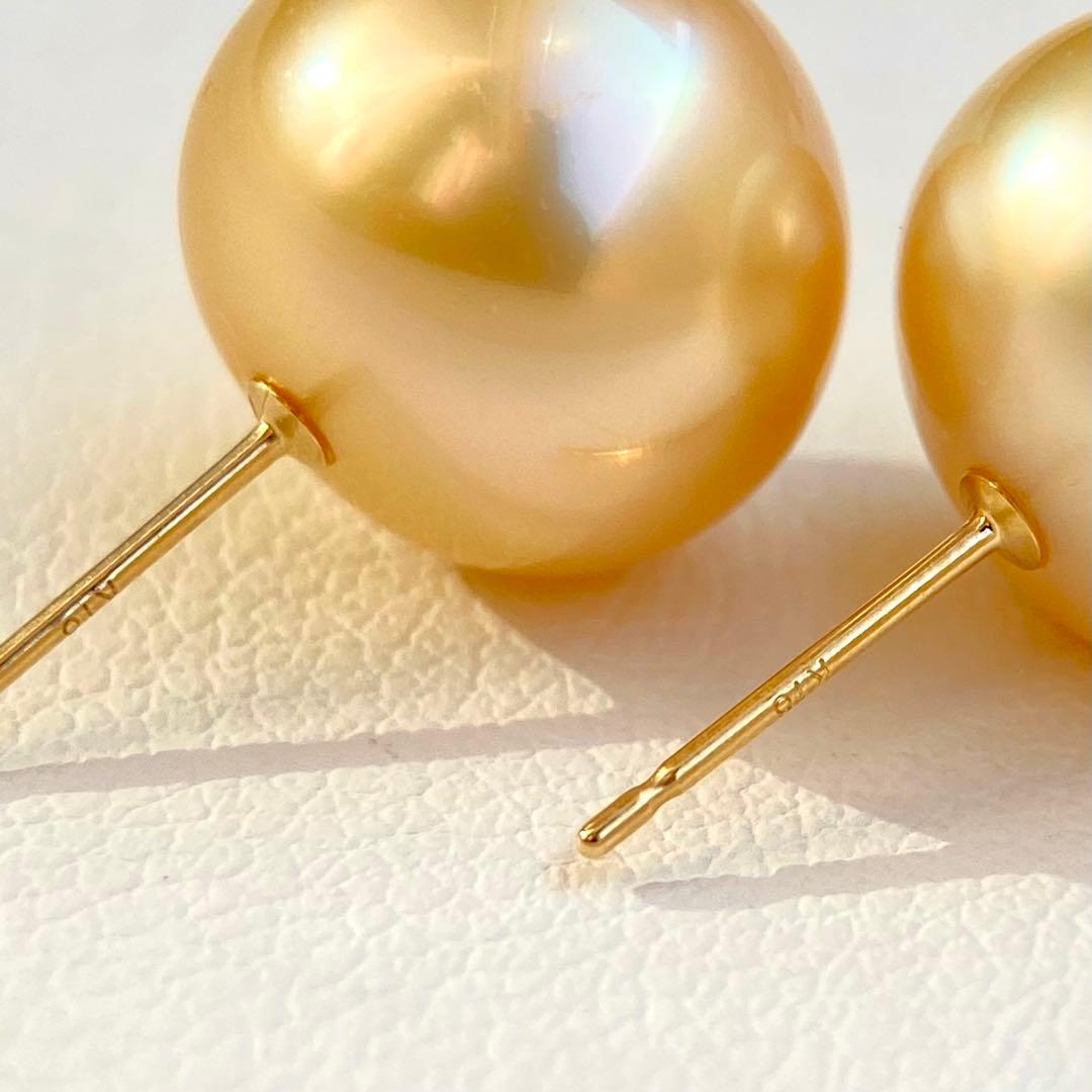 本真珠南洋白蝶真珠ゴールド11.6㍉k18直結ピアスBL927