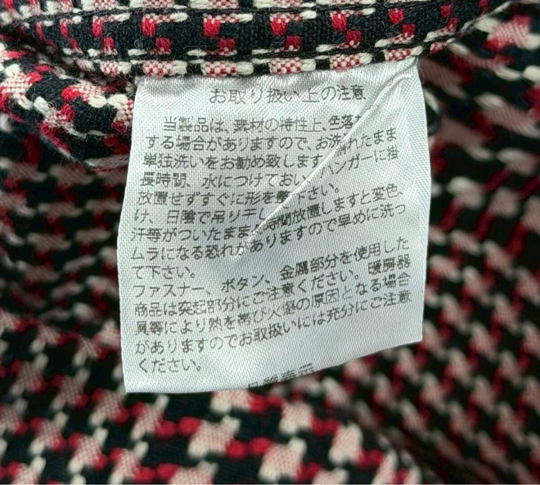 RJB フラットヘッド グレンチェック 千鳥格子 長袖 シャツ 赤/黒/白 40