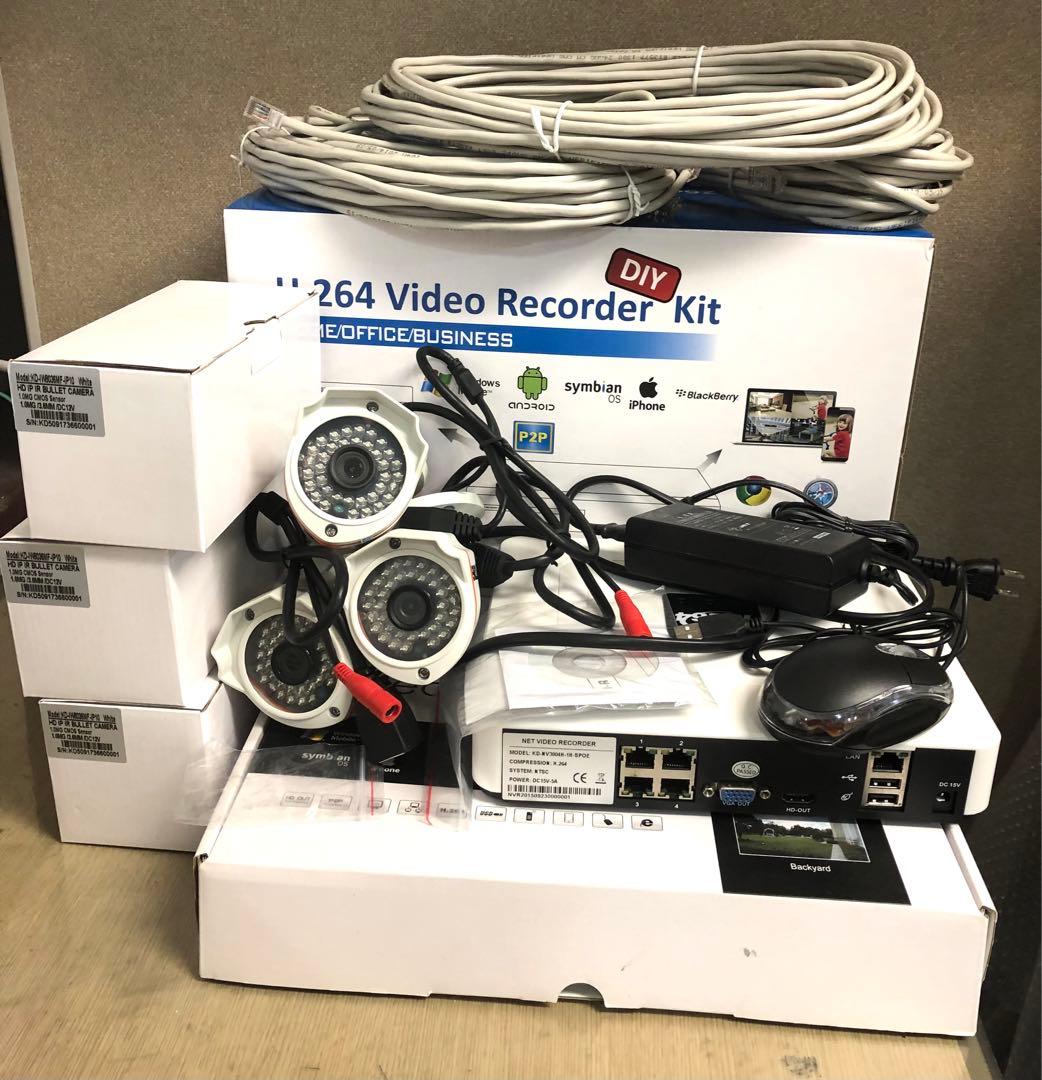 POE 防犯カメラ3台 と録画機 NVR セット 2TB HDD付