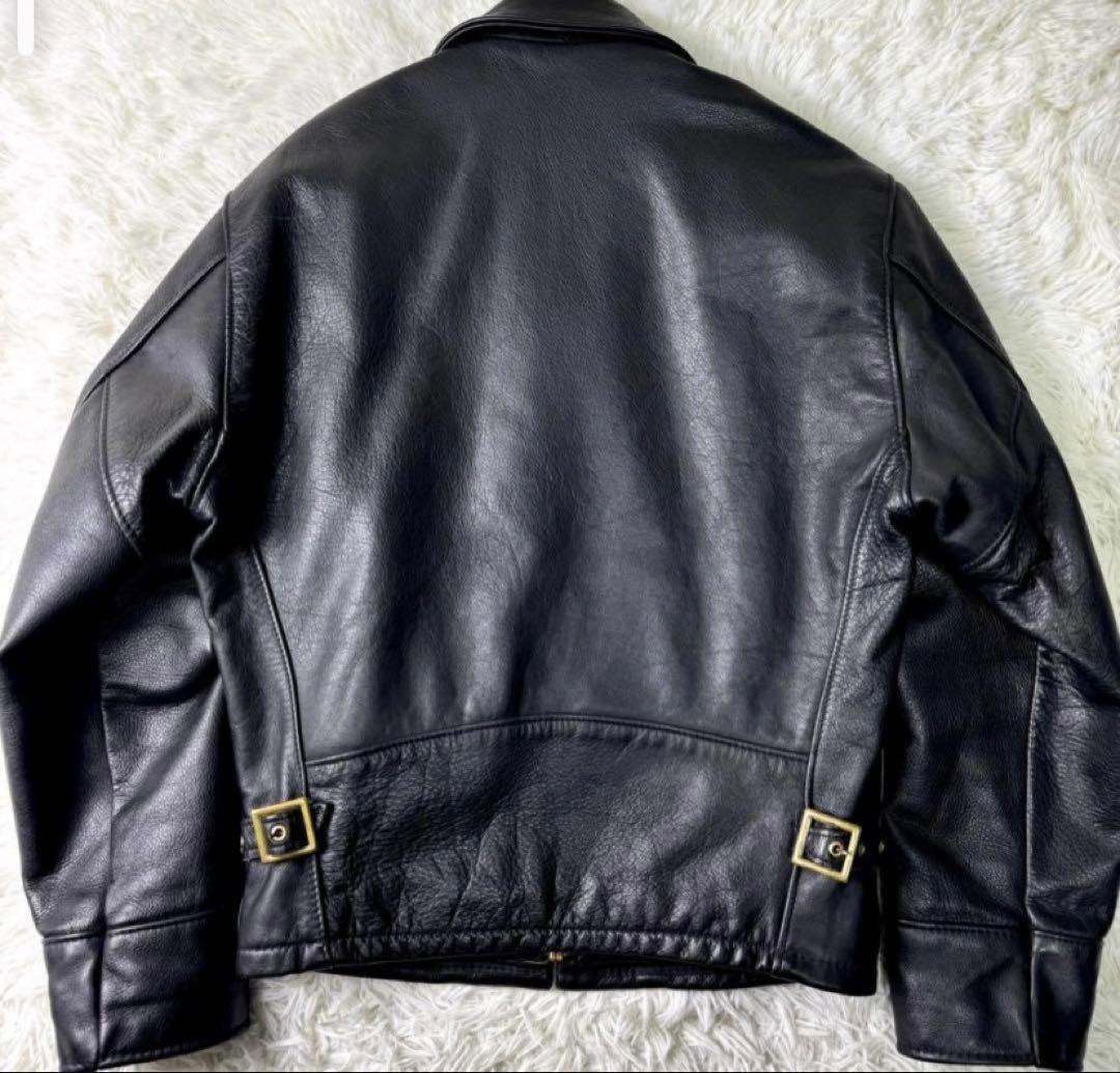 Schott ブラック レザー シングルライダースジャケット