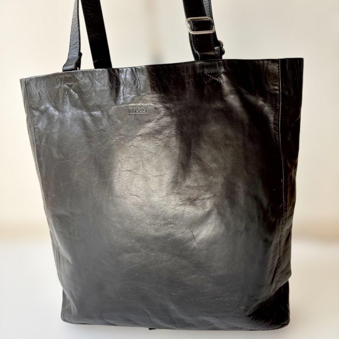 エムゼロエイトファイブワン m0851 アニリン レザー トートバッグ ブラック