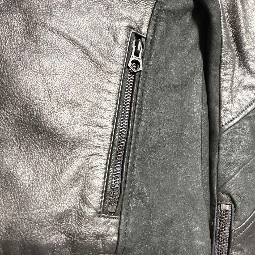 【美品】DENHAM☆レザージャケット☆牛革☆ブラック☆Mサイズ☆