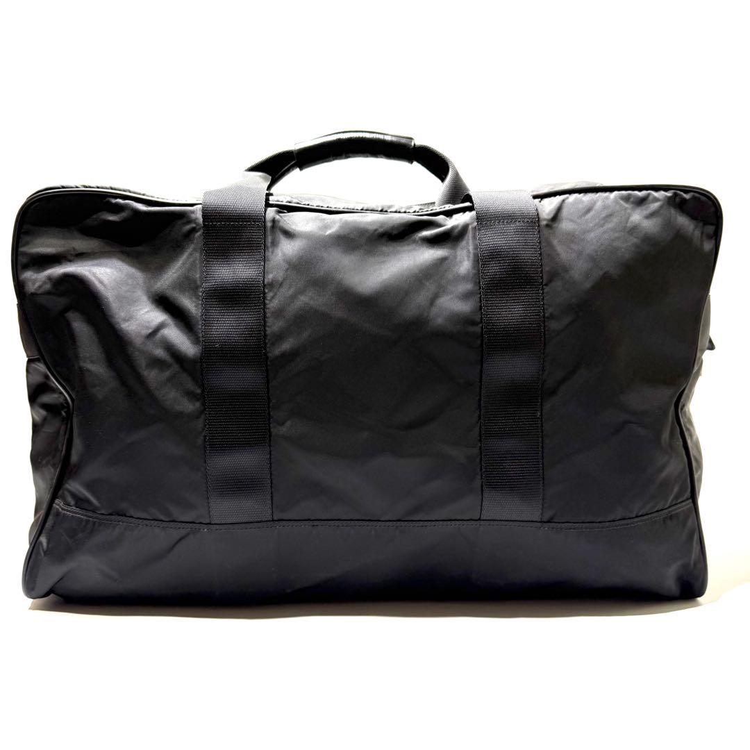 美品☆PRADA ボストンバッグ 三角ロゴ ナイロン レザー 大容量 ブラック