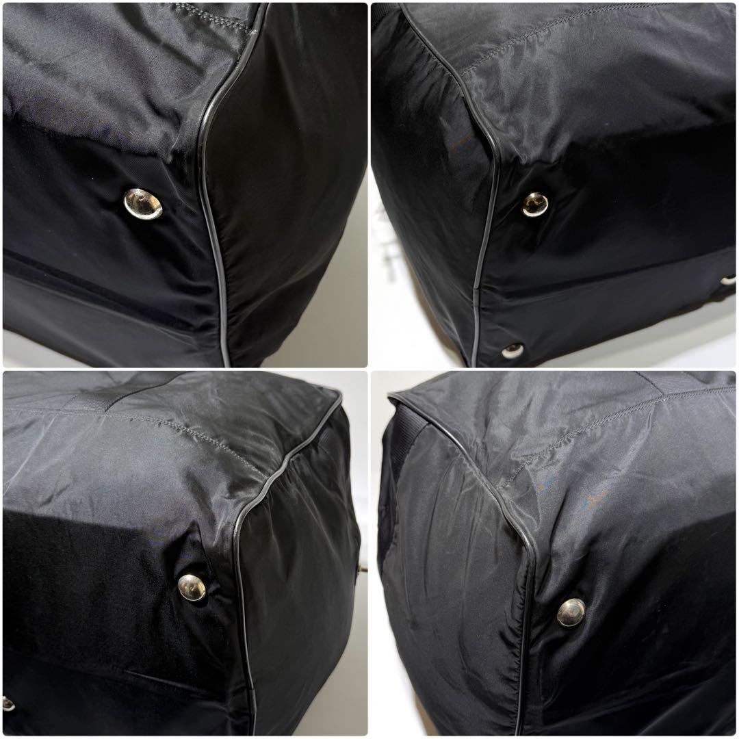 美品☆PRADA ボストンバッグ 三角ロゴ ナイロン レザー 大容量 ブラック