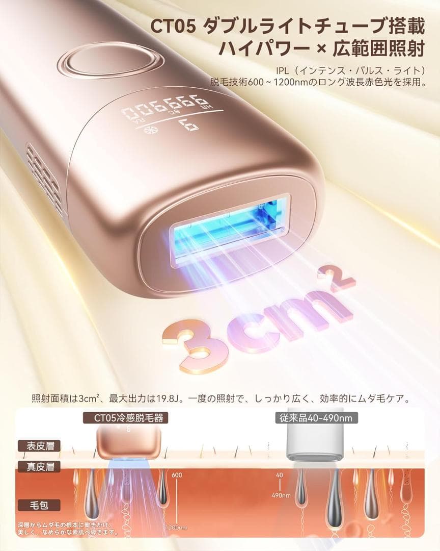 K080 冷感脱毛器 VIO対応 1台3役 サロン級冷感脱毛器 IPL光脱毛器