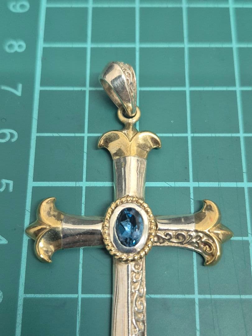 g*a様 シルバー925/ブルートパーズ/クロス