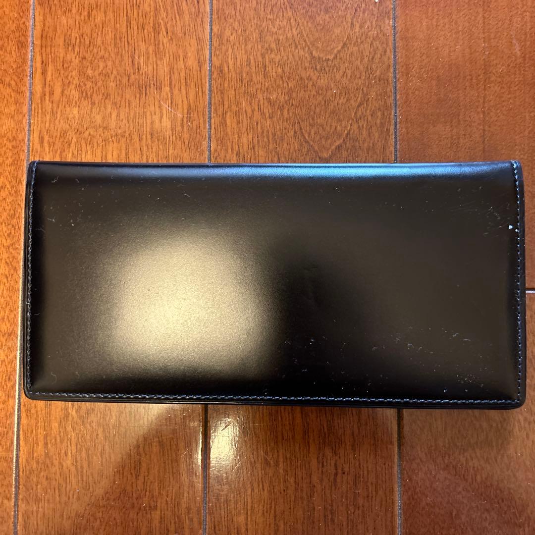 CYPRIS 希少なコードバン薄マチ長財布　BLACK×NAVY