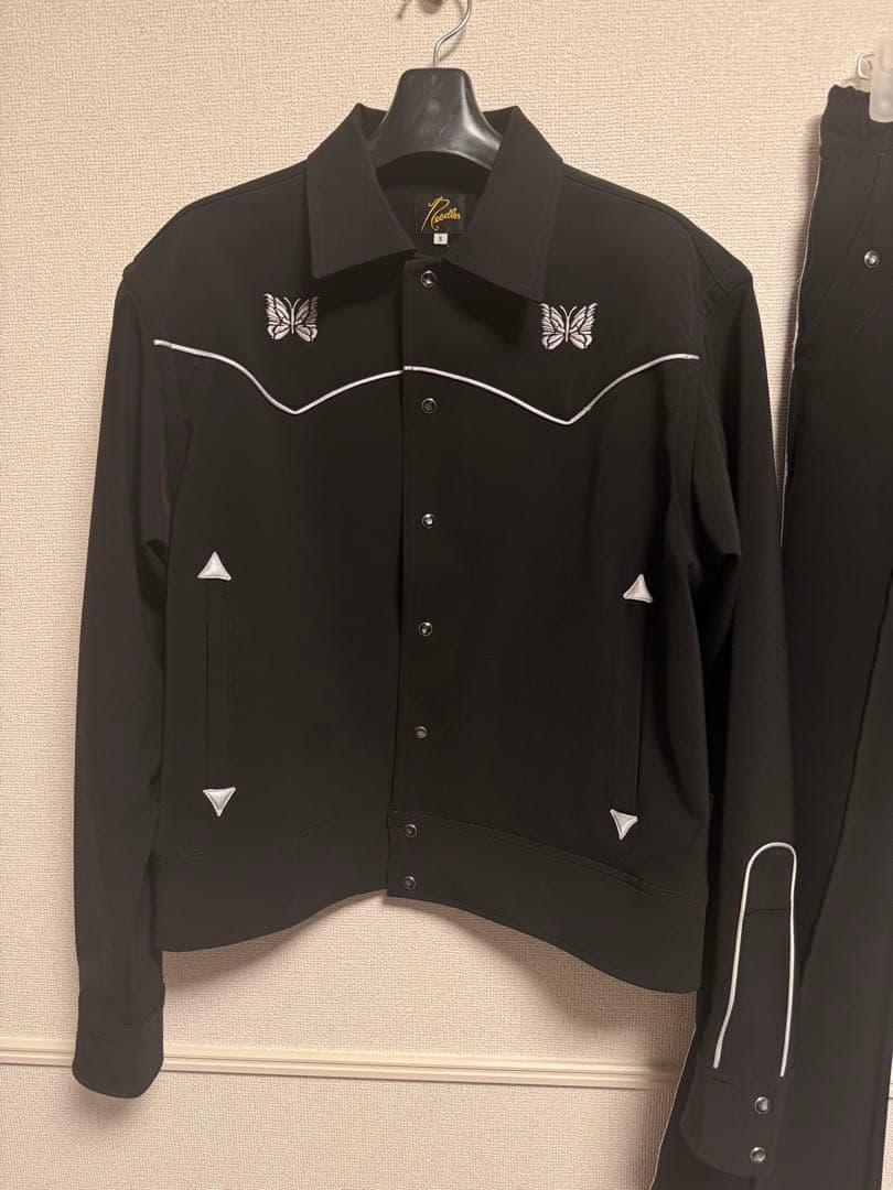 美品Needles パイピングカウボーイ セットアップ 上下ブラックホワイト