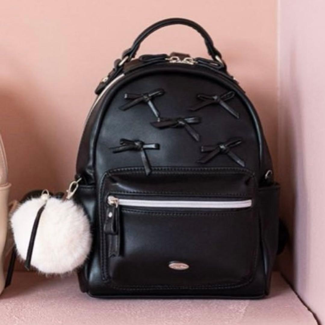 メゾピアノジュニア　ファーぼん天チャームつきリボンいっぱい合皮リュック