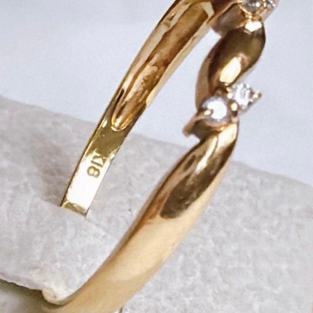 K18 天然ダイヤモンド デザインリング ゴールドリング 12号