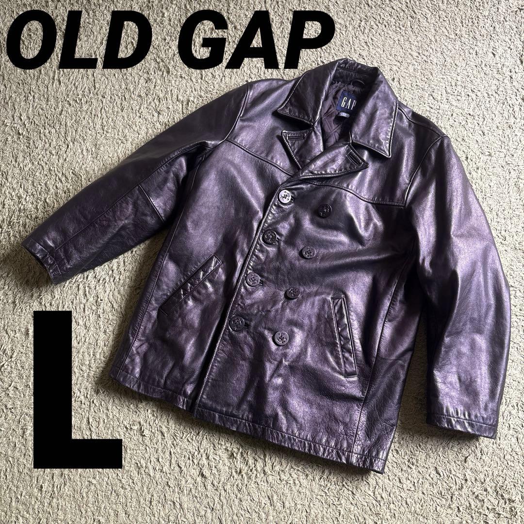 OLD GAP レザー Pコート　ジャケット　Lサイズ　カーコート　野村訓市