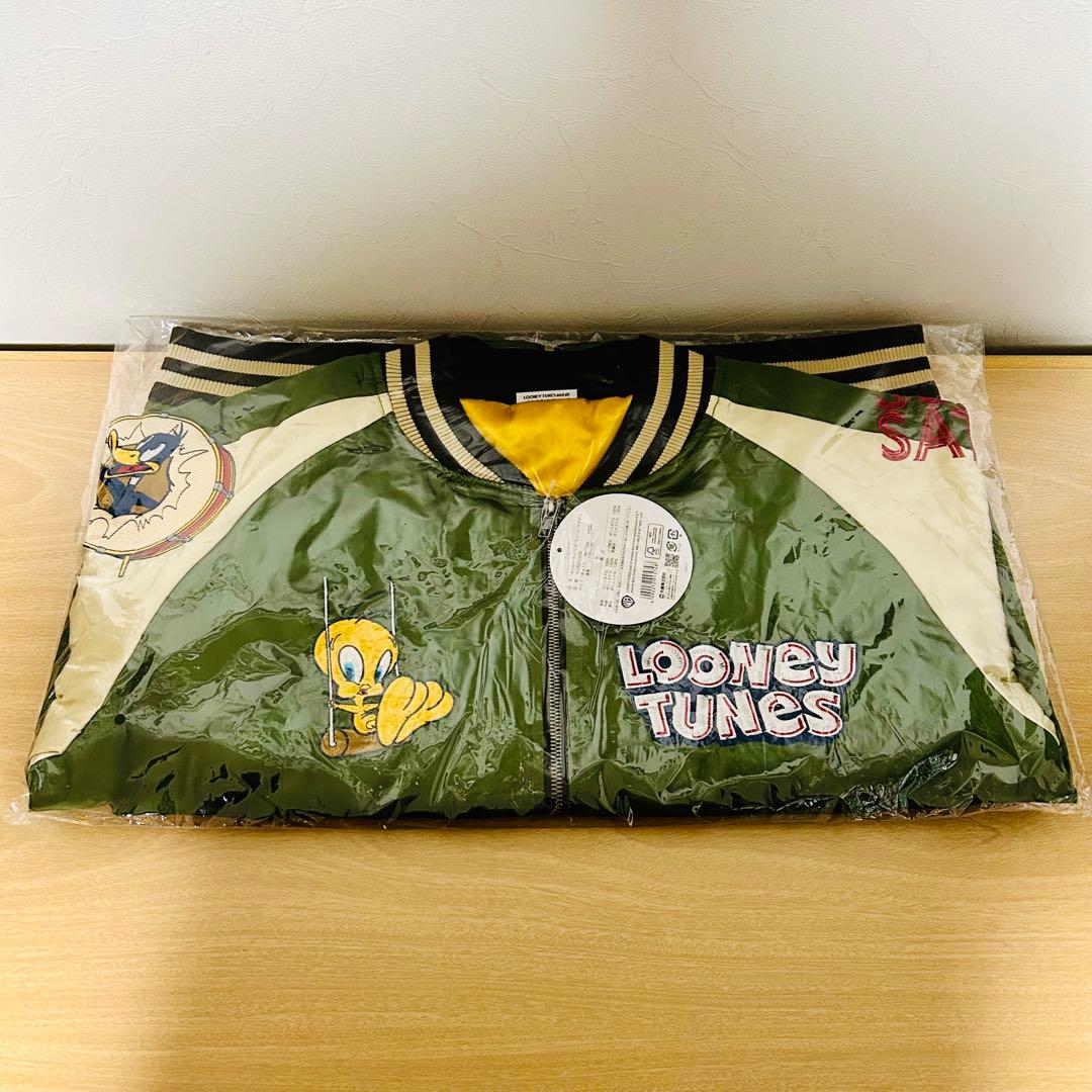 【新品】スカジャン ルーニー・テューンズ「ティービーサタデー」豪華刺繍 Lサイズ