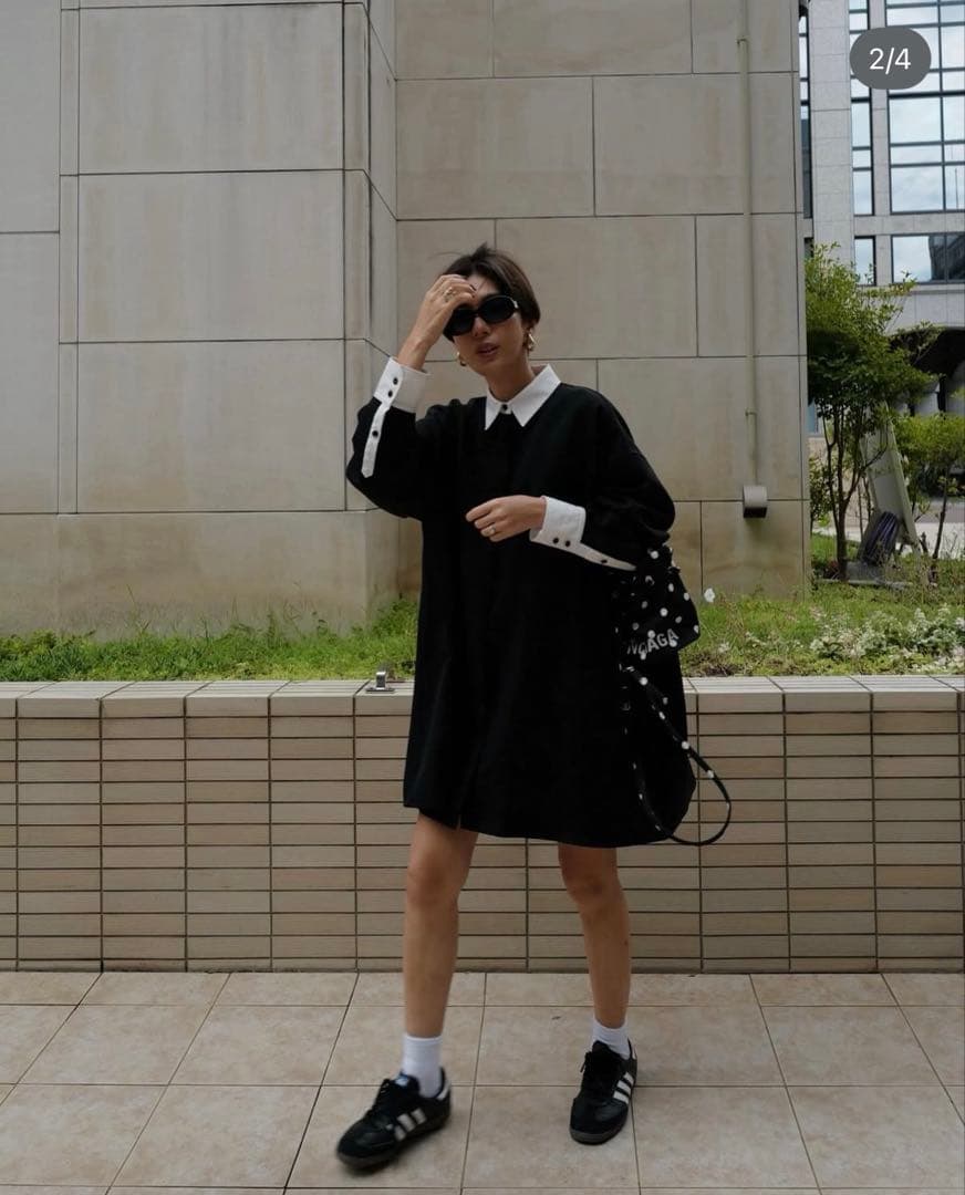 正規品machatt マチャット　ダブルクロスバイカラードレス　ブラック