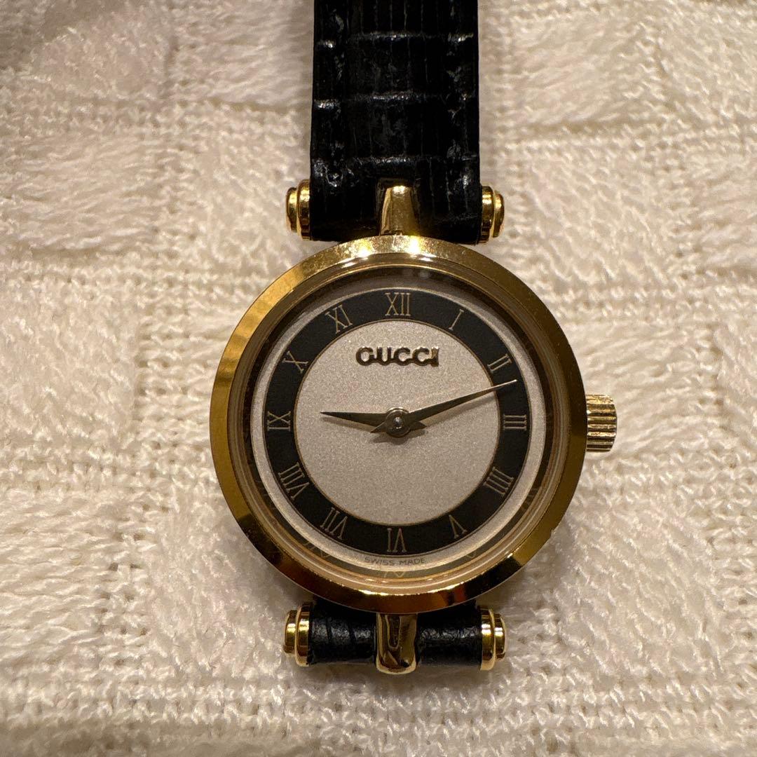 GUCCI 時計 シェリーライン レザーベルト ゴールド ブラック
