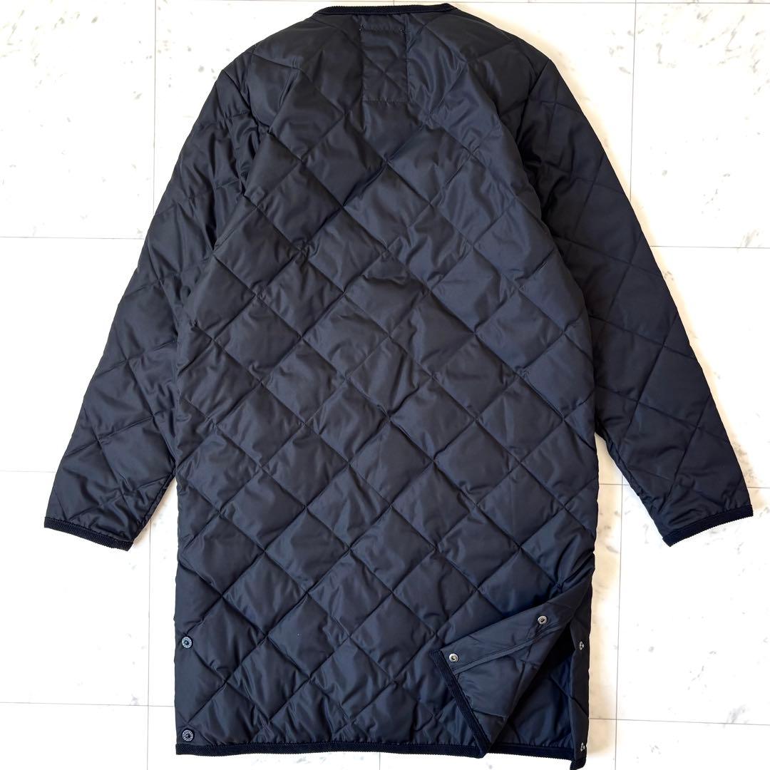 美品　タイオン　パイピングノーカラーキルティングコート　コーデュロイ　ロゴボタン
