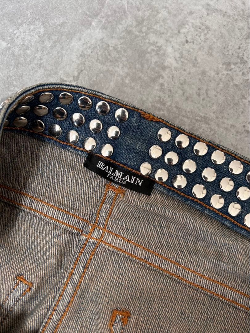Balmain SS11 スタッズ　イーグルジップ　バイカーデニム